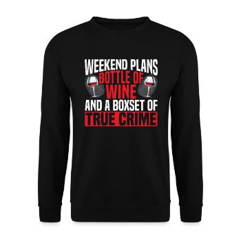 True Crime Documentary Mystery Podcast Wine Lover - Unisex Sweatshirt - black - Front - Alina (178cm) & Michal (187cm)