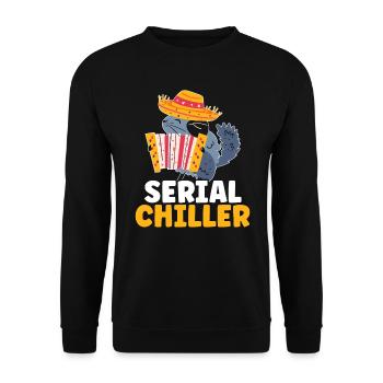 Serial Chiller Chinchilla Liebhaber Nagetier Haustier Tier - Unisex Pullover - Schwarz - Vorne - Alina (178cm) & Michal (187cm)