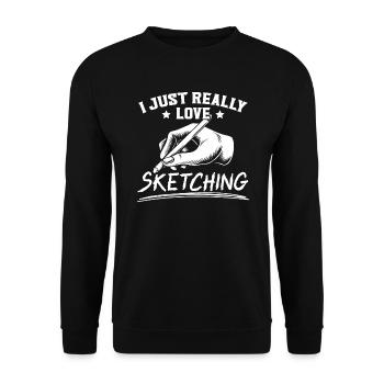 Esquisse Dessin Doodling Dessiner Dessinateur - Sweat-shirt Unisexe - noir - Devant - Alina (178cm) & Michal (187cm)