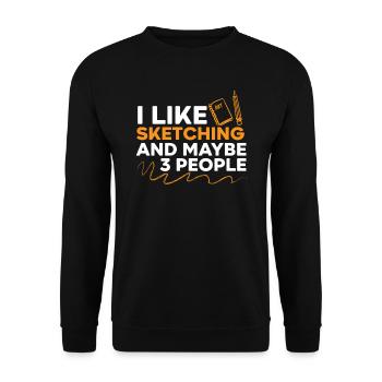 Esquisse Dessin Doodling Dessiner Dessinateur - Sweat-shirt Unisexe - noir - Devant - Alina (178cm) & Michal (187cm)