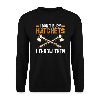 Axt werfen Beil Werfer Axt Wurf Holzfäller - Unisex Pullover - Schwarz - Vorne - Alina (178cm) & Michal (187cm)
