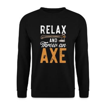 Axt werfen Beil Werfer Axt Wurf Holzfäller - Unisex Pullover - Schwarz - Vorne - Alina (178cm) & Michal (187cm)