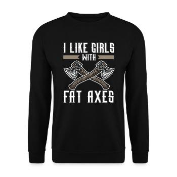 Axt werfen Beil Werfer Axt Wurf Holzfäller - Unisex Pullover - Schwarz - Vorne - Alina (178cm) & Michal (187cm)