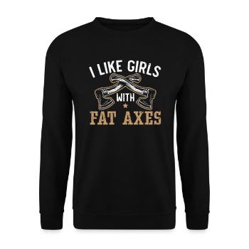 Axt werfen Beil Werfer Axt Wurf Holzfäller - Unisex Pullover - Schwarz - Vorne - Alina (178cm) & Michal (187cm)