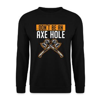 Axt werfen Beil Werfer Axt Wurf Holzfäller - Unisex Pullover - Schwarz - Vorne - Alina (178cm) & Michal (187cm)