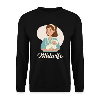 Midwifery Profession Newborn Childbirth Midwife - Unisex Sweatshirt - black - Front - Alina (178cm) & Michal (187cm)