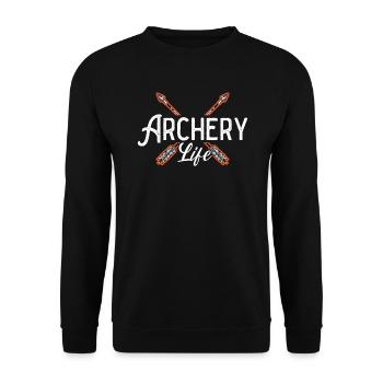 Archery Life Bow Hunter Archer Shoot Arrow Bowman - Unisex Sweatshirt - black - Front - Alina (178cm) & Michal (187cm)