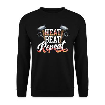 Schmied Hammer Metallschmied Schmiedekunst - Unisex Pullover - Schwarz - Vorne - Alina (178cm) & Michal (187cm)