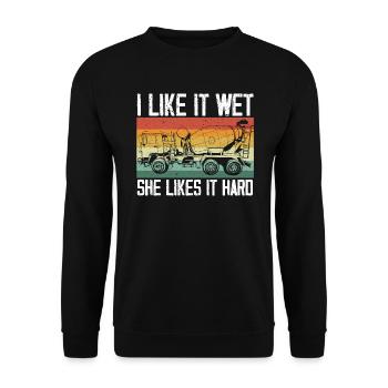 Cement Mixer Truck Driver Job Construction Worker - Unisex Sweatshirt - black - Front - Alina (178cm) & Michal (187cm)