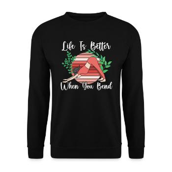 Yoga Meditation Fitness Workout Yoga Instructor - Unisex Sweatshirt - black - Front - Alina (178cm) & Michal (187cm)