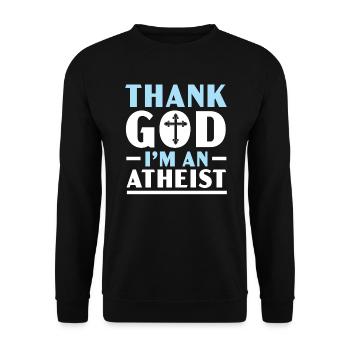 Atheismus Anti-Religion Agnostiker Freidenker Atheist - Unisex Pullover - Schwarz - Vorne - Alina (178cm) & Michal (187cm)
