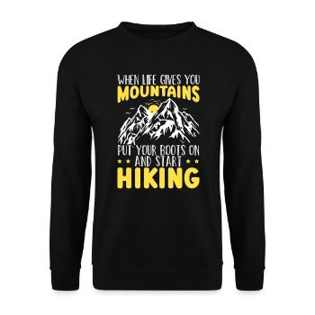 Randonnée Montagnes Escalade Randonneur Trek J’adore la randonnée - Sweat-shirt Unisexe - noir - Devant - Alina (178cm) & Michal (187cm)