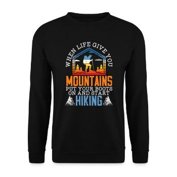 Randonnée Montagnes Escalade Randonneur Trek J’adore la randonnée - Sweat-shirt Unisexe - noir - Devant - Alina (178cm) & Michal (187cm)