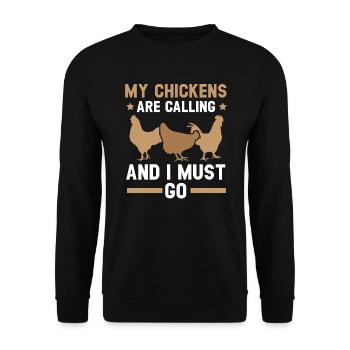 Poulet fermier Poulet Chuchoteur Animal de la ferme - Sweat-shirt Unisexe - noir - Devant - Alina (178cm) & Michal (187cm)