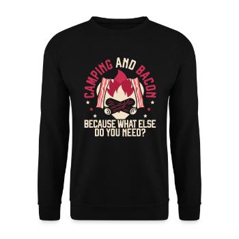 Camping und Bacon Meat Camp Camper Ich liebe Speck - Unisex Pullover - Schwarz - Vorne - Alina (178cm) & Michal (187cm)