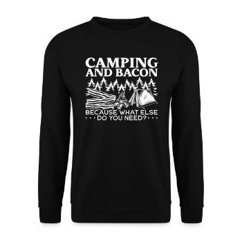 Camping und Bacon Meat Camp Camper Ich liebe Speck - Unisex Pullover - Schwarz - Vorne - Alina (178cm) & Michal (187cm)