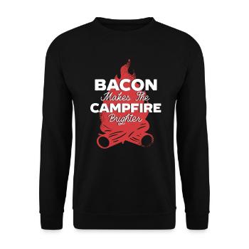 Camping und Bacon Meat Camp Camper Ich liebe Speck - Unisex Pullover - Schwarz - Vorne - Alina (178cm) & Michal (187cm)