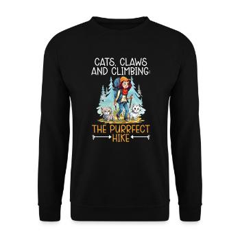 Hiking Cat Hiker Cat Owner Mountain Climbing Hiker - Unisex Sweatshirt - black - Front - Alina (178cm) & Michal (187cm)