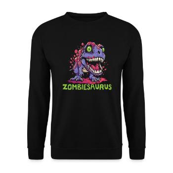 Dinosaur Halloween Trick Or Treat Dino Lover - Unisex Sweatshirt - black - Front - Alina (178cm) & Michal (187cm)
