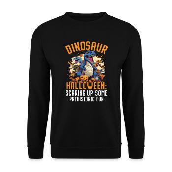Dinosaur Halloween Trick Or Treat Dino Lover - Unisex Sweatshirt - black - Front - Alina (178cm) & Michal (187cm)