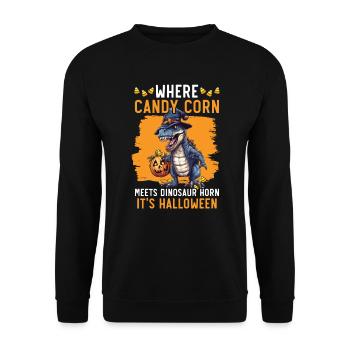 Dinosaur Halloween Trick Or Treat Dino Lover - Unisex Sweatshirt - black - Front - Alina (178cm) & Michal (187cm)