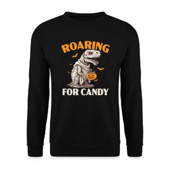 Dinosaur Halloween Trick Or Treat Dino Lover - Unisex Sweatshirt - black - Front - Alina (178cm) & Michal (187cm)