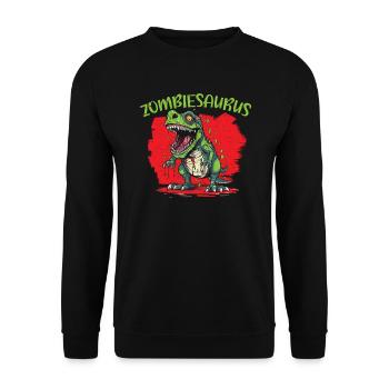 Dinosaur Halloween Trick Or Treat Dino Lover - Unisex Sweatshirt - black - Front - Alina (178cm) & Michal (187cm)
