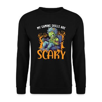 Gaming Halloween Trick Or Treat Gamer Video Game - Unisex Sweatshirt - black - Front - Alina (178cm) & Michal (187cm)