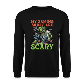 Gaming Halloween Trick Or Treat Gamer Video Game - Unisex Sweatshirt - black - Front - Alina (178cm) & Michal (187cm)