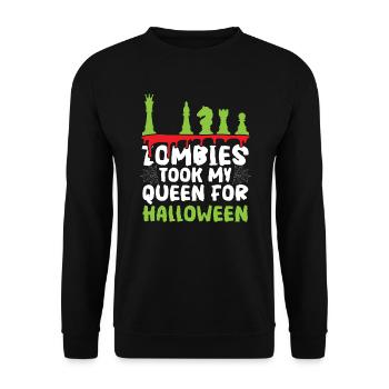 Chess Halloween Trick Or Treat Chess Board Game - Unisex Sweatshirt - black - Front - Alina (178cm) & Michal (187cm)