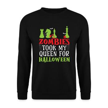 Chess Halloween Trick Or Treat Chess Board Game - Unisex Sweatshirt - black - Front - Alina (178cm) & Michal (187cm)