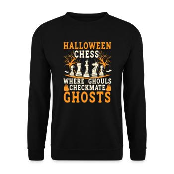 Chess Halloween Trick Or Treat Chess Board Game - Unisex Sweatshirt - black - Front - Alina (178cm) & Michal (187cm)