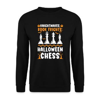 Chess Halloween Trick Or Treat Chess Board Game - Unisex Sweatshirt - black - Front - Alina (178cm) & Michal (187cm)