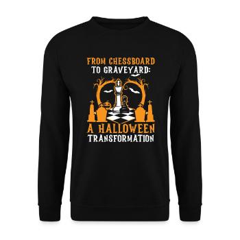 Schach Halloween Süßes oder Saures Schachbrettspiel - Unisex Pullover - Schwarz - Vorne - Alina (178cm) & Michal (187cm)