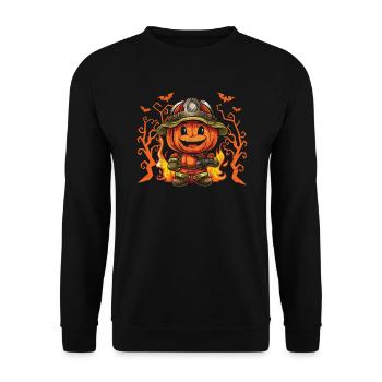 Pompier Halloween Trick Or Treat Fireman - Sweat-shirt Unisexe - noir - Devant - Alina (178cm) & Michal (187cm)