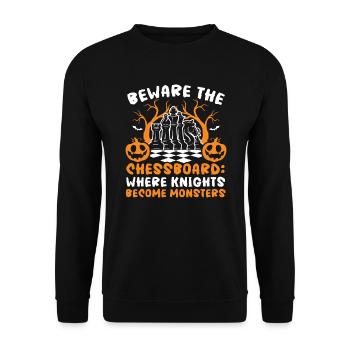 Chess Halloween Trick Or Treat Chess Board Game - Unisex Sweatshirt - black - Front - Alina (178cm) & Michal (187cm)