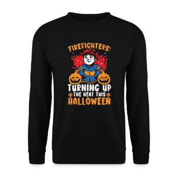 Pompier Halloween Trick Or Treat Fireman - Sweat-shirt Unisexe - noir - Devant - Alina (178cm) & Michal (187cm)