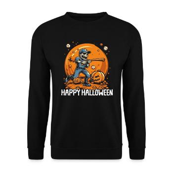 Baseball Halloween Trick Or Treat Baseball Player - Unisex Sweatshirt - black - Front - Alina (178cm) & Michal (187cm)