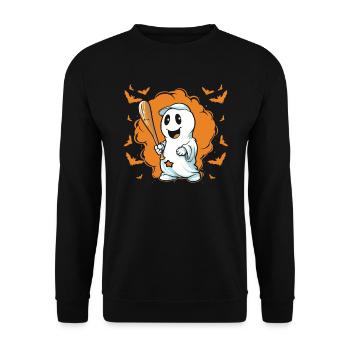 Baseball Halloween Trick Or Treat Baseball Player - Unisex Sweatshirt - black - Front - Alina (178cm) & Michal (187cm)