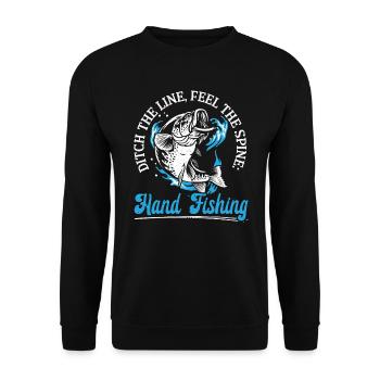 Hand Fishing Fisherman Noodling Lover Fisher Fish - Unisex Sweatshirt - black - Front - Alina (178cm) & Michal (187cm)