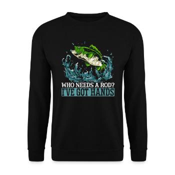 Handfischen Fischer Noodling Liebhaber Fischer Fisch - Unisex Pullover - Schwarz - Vorne - Alina (178cm) & Michal (187cm)