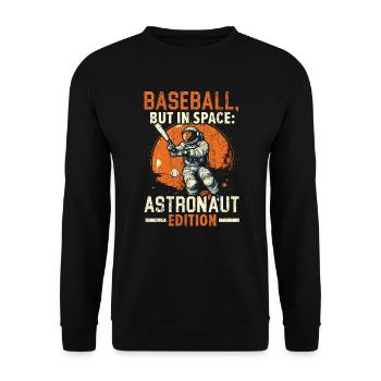 Baseball-Astronaut Baseballspieler im Weltraum - Unisex Pullover - Schwarz - Vorne - Alina (178cm) & Michal (187cm)