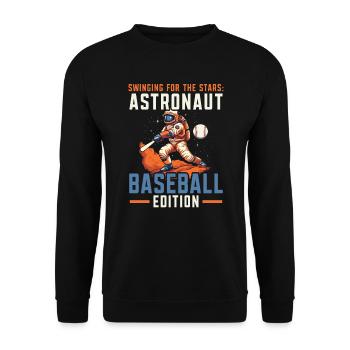Baseball-Astronaut Baseballspieler im Weltraum - Unisex Pullover - Schwarz - Vorne - Alina (178cm) & Michal (187cm)