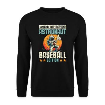 Baseball-Astronaut Baseballspieler im Weltraum - Unisex Pullover - Schwarz - Vorne - Alina (178cm) & Michal (187cm)