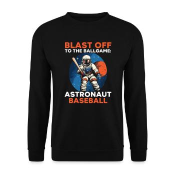 Baseball-Astronaut Baseballspieler im Weltraum - Unisex Pullover - Schwarz - Vorne - Alina (178cm) & Michal (187cm)