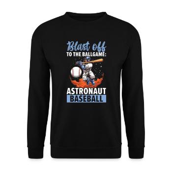 Baseball-Astronaut Baseballspieler im Weltraum - Unisex Pullover - Schwarz - Vorne - Alina (178cm) & Michal (187cm)