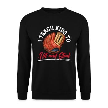 Baseballtrainer Baseballspieler Baseball-Mannschaftssport - Unisex Pullover - Schwarz - Vorne - Alina (178cm) & Michal (187cm)