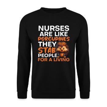 Porcupine Whisperer Animal Lover Rodent Pet Spine - Unisex Sweatshirt - black - Front - Alina (178cm) & Michal (187cm)