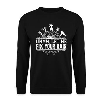 Coiffeur Coupe de cheveux Coiffeur Barbier Barbier - Sweat-shirt Unisexe - noir - Devant - Alina (178cm) & Michal (187cm)