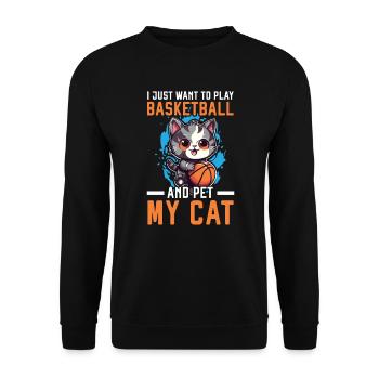 Basketball Cat Basketteur Joueur de basket-ball J’aime le basket-ball - Sweat-shirt Unisexe - noir - Devant - Alina (178cm) & Michal (187cm)